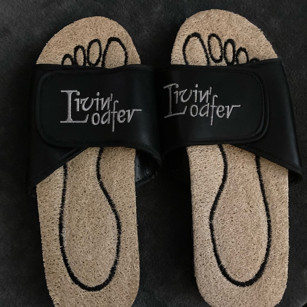 New Livin Loafers Slide-Sandals , Black, Size: Large. Made From Loofah Fruit